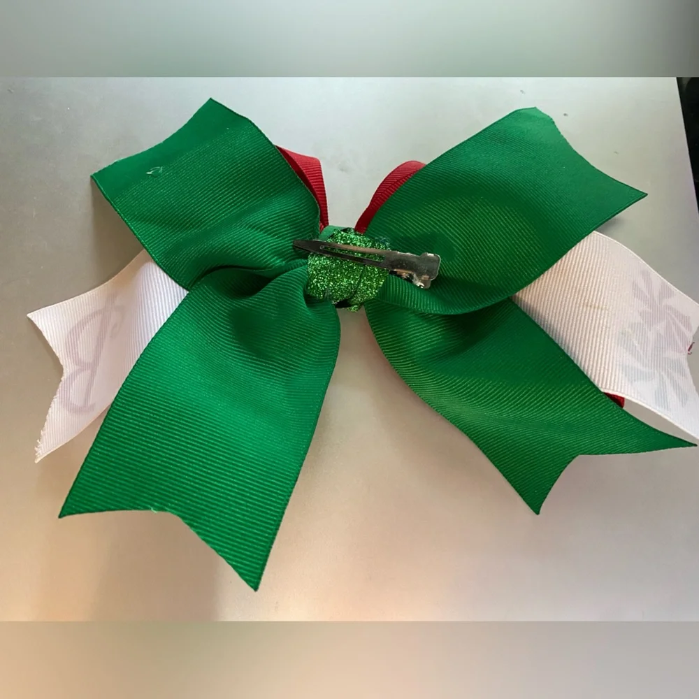 Custom large 9 inch Christmas Hair Bow for Girls! Letter B! Red white & green